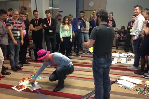 A lego4scrum workshop in progress