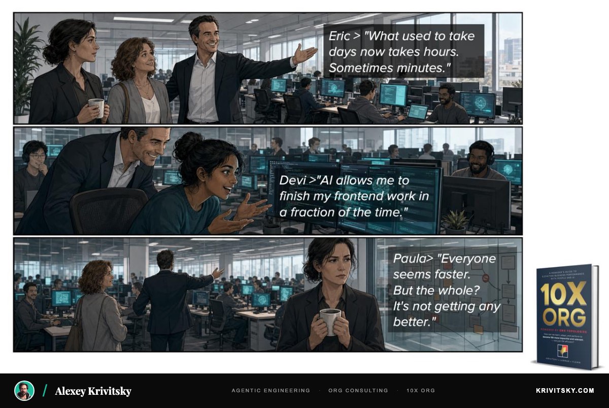 Eric shows Paula the development floor — from 10X ORG