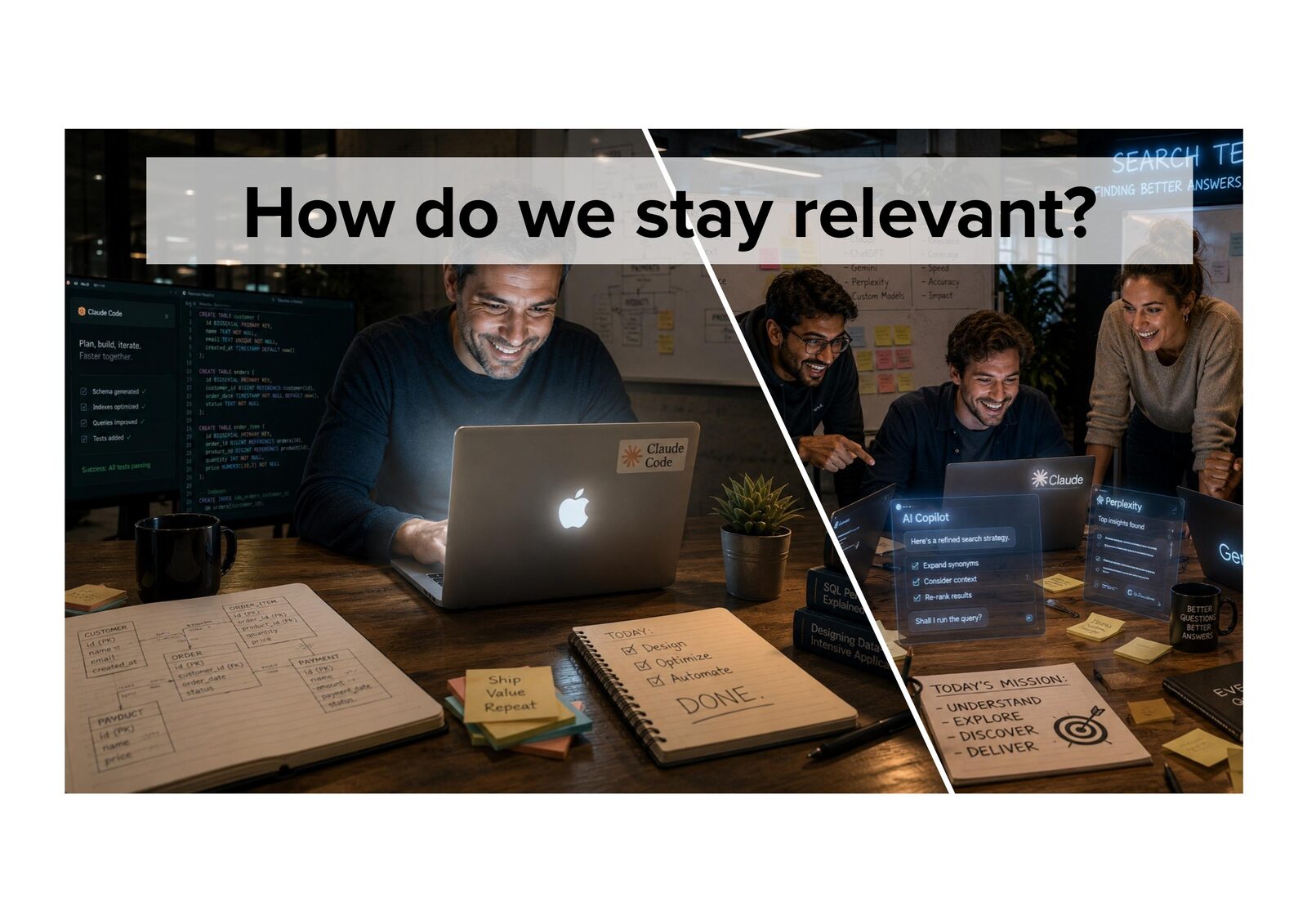 How do we stay relevant? Debian the specialist on one side, the fast-flow Search Team on the other.
